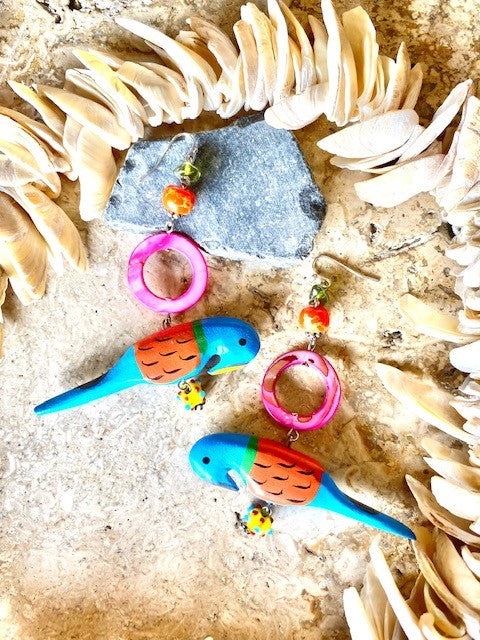 Key Largo Blue Parrot Earrings